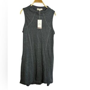 Synergy Organic dress, M, Sleeveless Mock Neck Dress grey,minimalist,pockets NWT